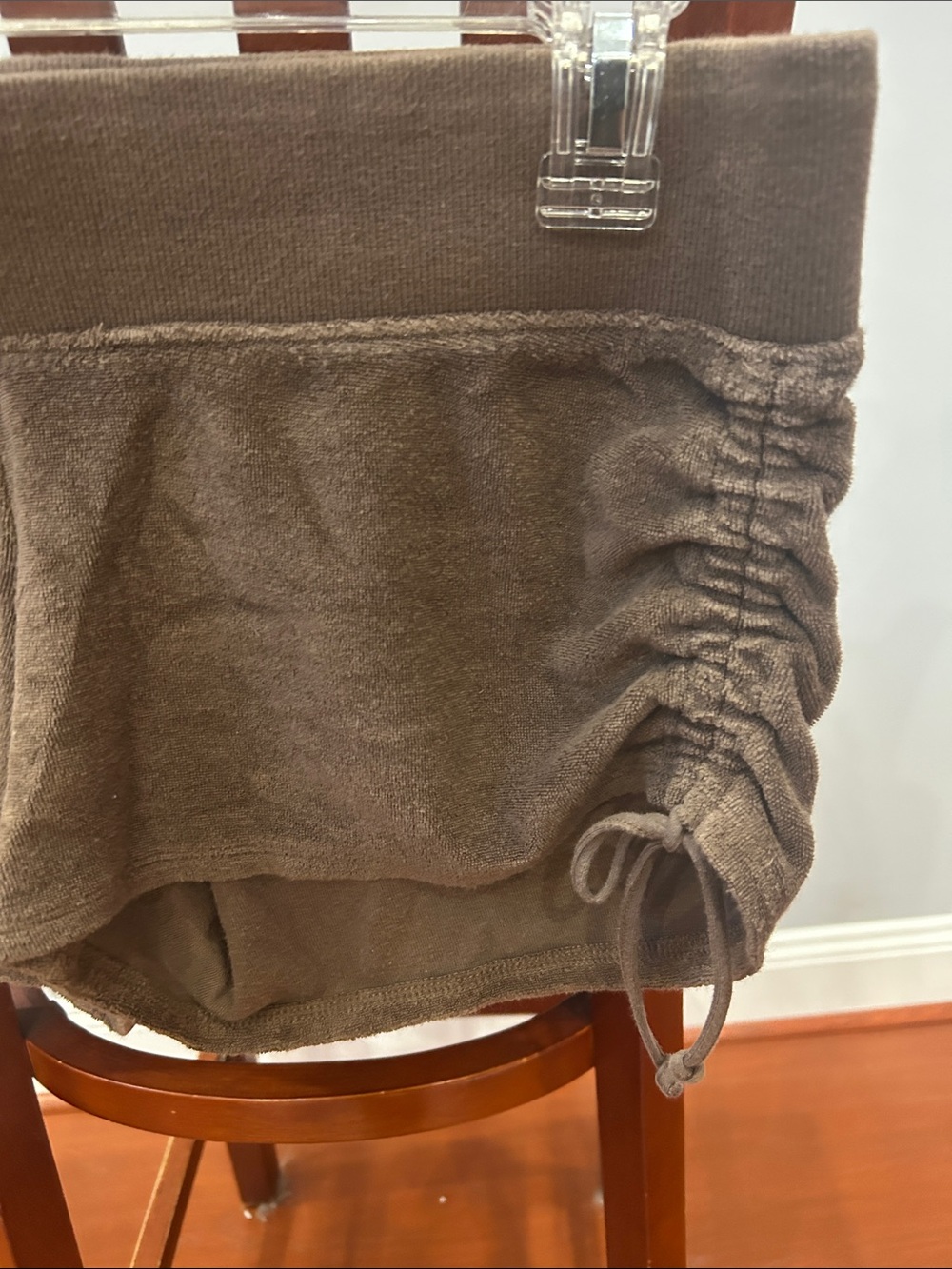 Express Chocolate Brown Velour Side-Ruched Athletic Shorts - Picture 9 of 10